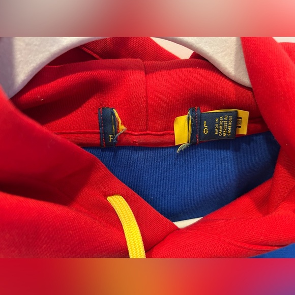 Polo Ralph Lauren Colorblock Hoodie Men’s Large Blue Red Logo - Picture 5 of 6